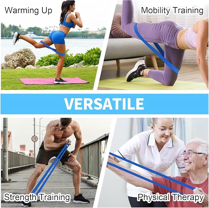Resistance Loop Exercise Bands Booty Bands for Legs Strength Training Physical Therapy Set of 5 Blue Workout Bands for Women and Men Fabric Non-Slip