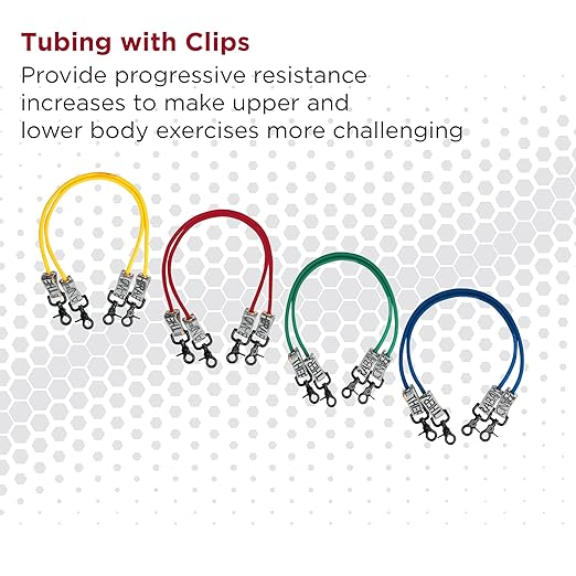 THERABAND Resistance Tubing with Connectors for Wall, Rehab & Wellness Station, Medium Level 3, Set of 2, 12-Inch Red Tubing for Physical Therapy, Exercise, Rehab, Clinics & Pilates, Latex Tubes