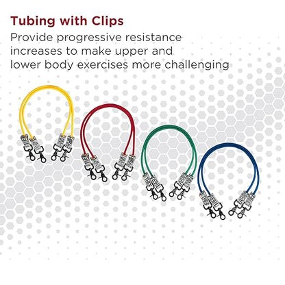 THERABAND Resistance Tubing with Connectors for Wall, Rehab & Wellness Station, Medium Level 3, Set of 2, 18-Inch Red Tubing for Physical Therapy, Exercise, Rehab, Clinics & Pilates, Latex Tubes