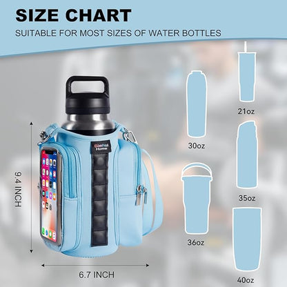 Magnetic Gym Bags for Men & Women with Adjustable Strap,Magnetic Bag Water Bottle Holder for Travel, Work,Sports,Water Bottle Sling Bag with Pocket (Blue)