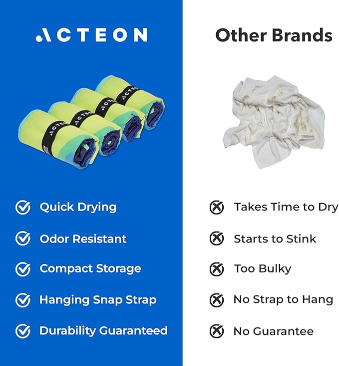 Acteon Microfiber Gym Towels 4 Pack, Quick Dry Odor Free Workout Towels for Men and Women, Super Absorbent Sports Sweat Towel for Gym, Yoga, Running, Travel, 16 x 30.5 Inch