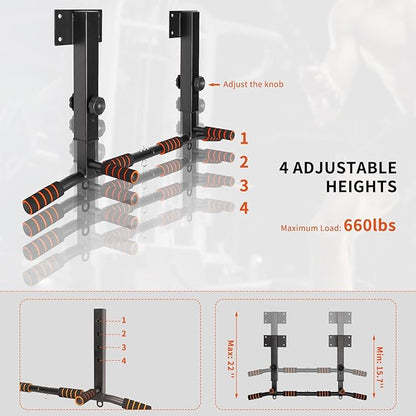 Pull Up Bar Wall Mounted: Adjustable Wall Joist Mount Pull Up Bar & Chin Up Bar for Home Gym Workout Strength Training Equipment