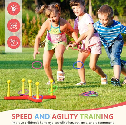 OBTANIM 12 Pcs Plastic 3 Inch Ring Toss Game for Kids and Outdoor Toss Rings for Speed and Agility Practice Game, Random Colors