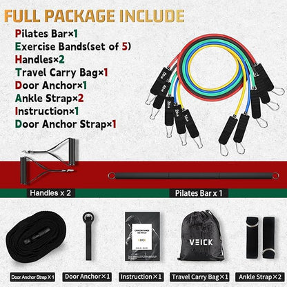 VEICK Resistance Bands, Exercise Bands, Workout Bands, Resistance Bands for Working Out with Handles for Men and Women, Exercising Bands for Fitness Weights Work Out at Home