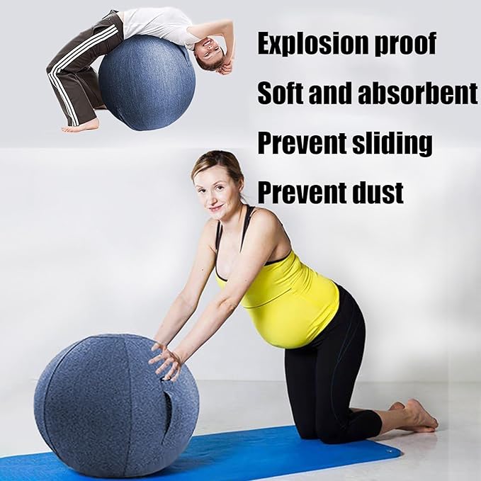Yoga Ball Cover - Pilates Exercise Yoga Ball Cover, Anti Scratch Exercise Ball Cover with Handle for 55/65/75cm Birthing Ball, Stability Ball, Balance Ball (Without Ball)