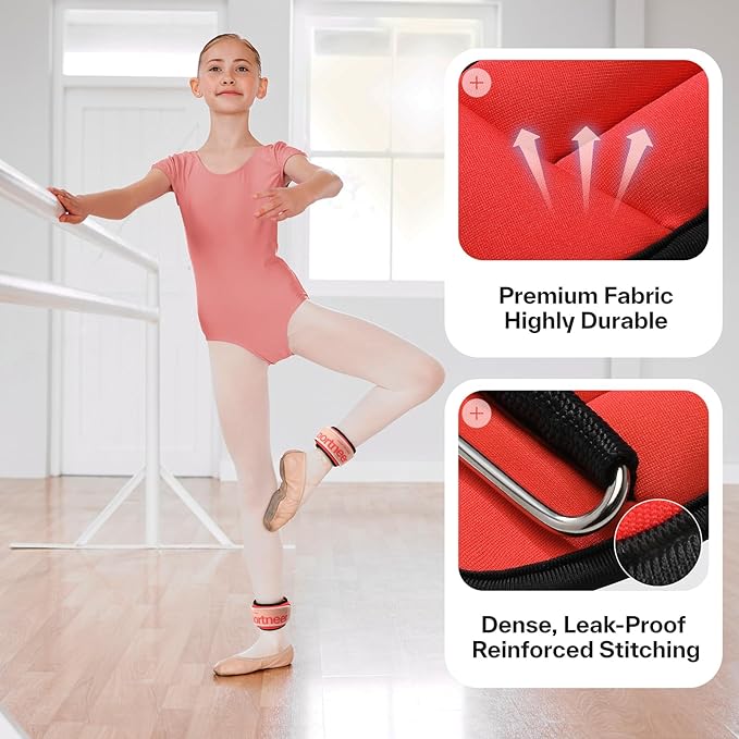 Sportneer Ankle Weights 0.5/1/2/3/5 LBS 1 Pair Wrist Leg Arm Weights for Women Men Kids Child with Adjustable Straps, Strength Weighted for Jogging Running Walking Fitness Gym Workout
