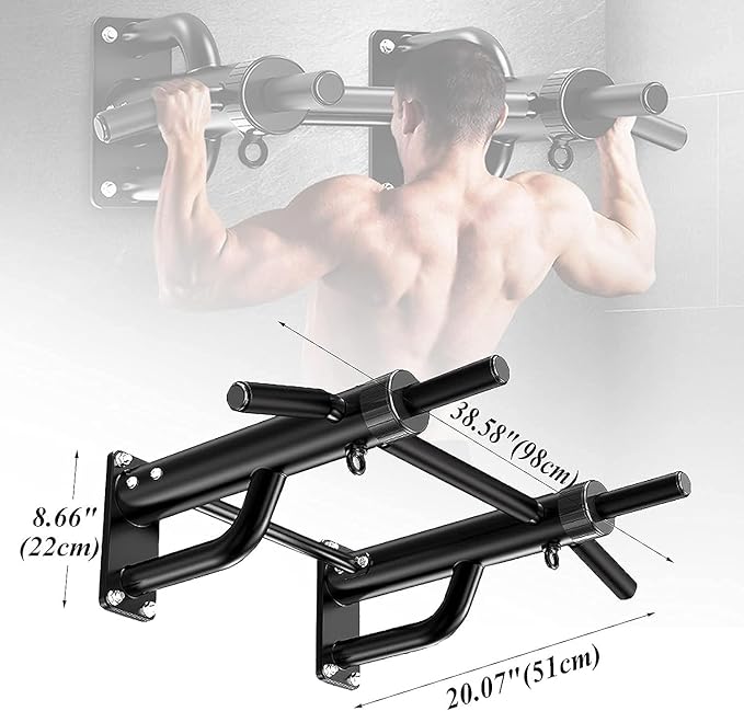Wall Mounted Pull-Up Bar, Multi-Function Home Fitness Equipment Bar, Core Strength Training Equipment with Handles