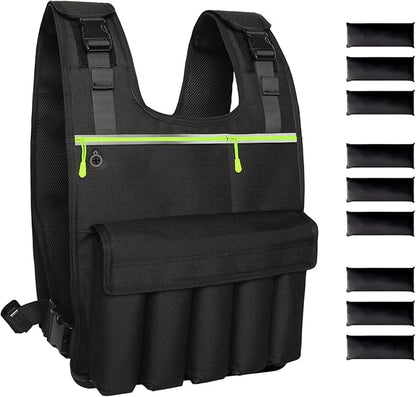 Adjustable Weighted Vest 2-18 LB, Soft and Washable to Keep Clean after Workout, Large Size Weighted Vest for Men and Women with Shoulder Pad, Chest Pocket for Phone and Keys