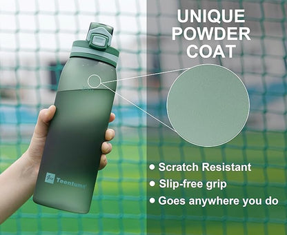 Time Marker Water Bottle 30 oz with Push Button Motivational Measurement Marker, Reusable Tritan Plastic Water Jug for Workout Sport Travel Water Tracker (Pack of 1)