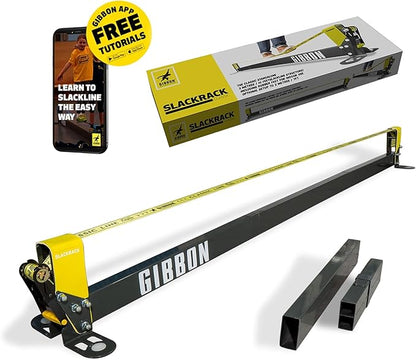 GIBBON Slackrack - Freestanding Outdoor or Indoor Slackline - Slack Line for Kids & Adults - Balance Trainer - Setup in 7ft or 10ft