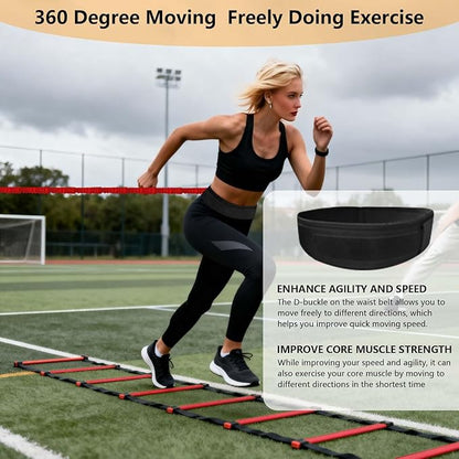 Agility Ladder Speed Training Set, 80lb Resistance Band with Adjustable Waist Belt to Improve Explosive Strength Focus Muscle Suitable for Football Basketball Baseball Jumping Volleyball