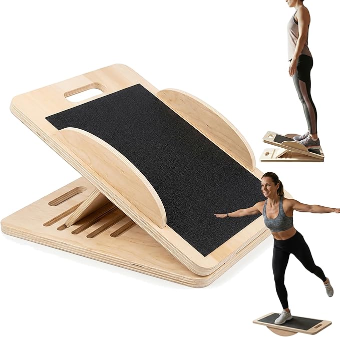 Slant Board for Calf Stretching, Calf Stretch and Mobility Board, Portable Adjustable Wooden Slant Board for Squats Exercise Balance Training and Physical Therapy