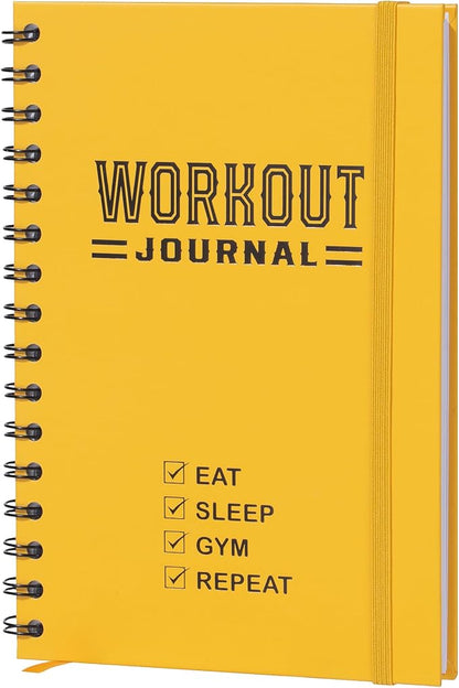 Nextnoid Hardcover Fitness Journal Workout Planner for Men & Women - A5 Sturdy Workout Log Book to Track Gym & Home Workouts - Yellow
