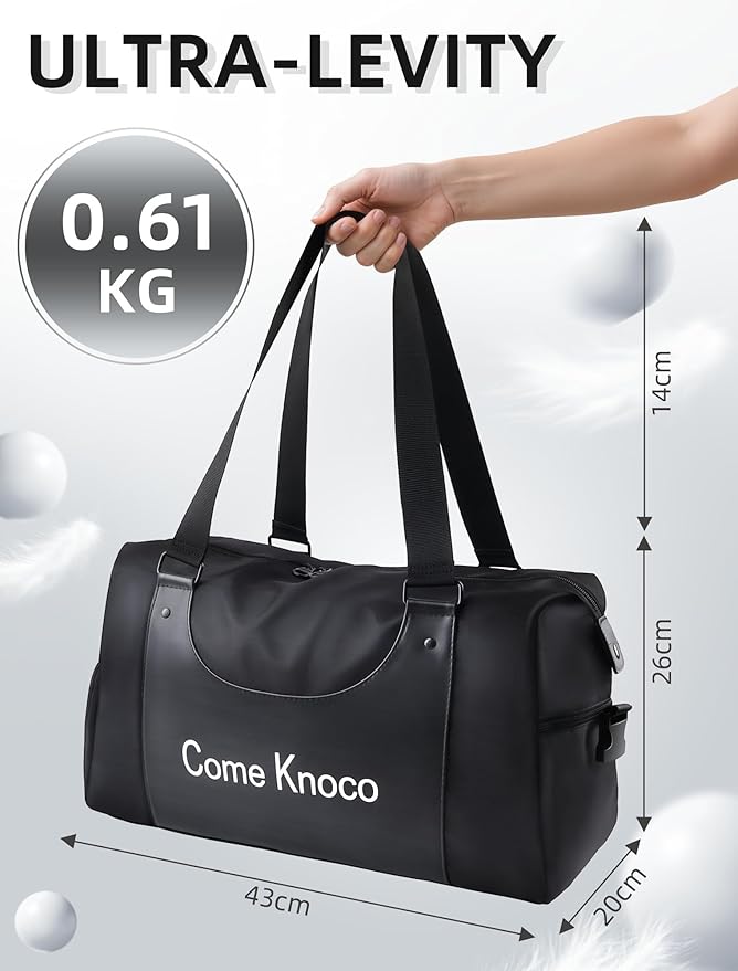 Sports Duffle Bag Gym Bag for Men with Shoe & Wet Compartments Yoga Swim Bag Weekend Travel Accessories（Black）