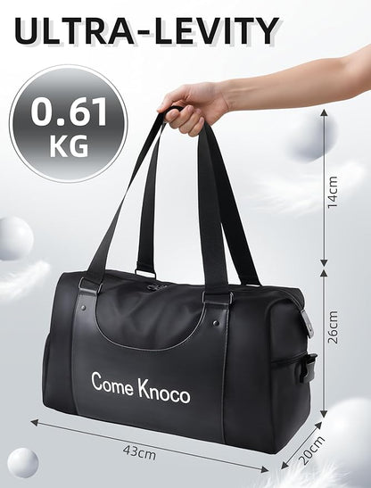 Sports Duffle Bag Gym Bag for Men with Shoe & Wet Compartments Yoga Swim Bag Weekend Travel Accessories（Black）