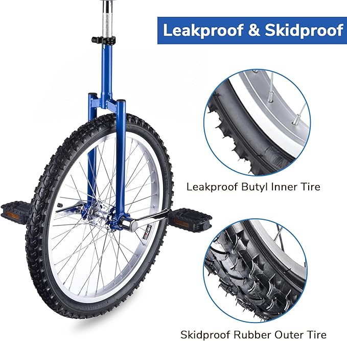 AW 16/18/20/24 Inch Wheel Outdoor Unicycle Adjustable Seat Exercise Bicycle Fit Adults Kids Outdoor Sports Fitness Exercise, for Choice