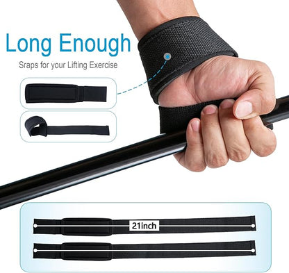 Lifting Wrist Straps for Weightlifting, Deadlifts, Strength Training, Gym Workout, Soft Cotton Wrist Wraps with Neoprene-Padded Support, Premium Strap for Men & Women