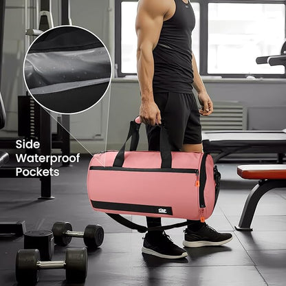 C&F BOGMOST Small Gym Bag for Women & Men,Small Lightweight Duffel Bag Carry On Bags Mini Duffel Travel Bag Waterproof Sports Bags for Workout/Sport/Travel, Pink,with Shoes Compartment