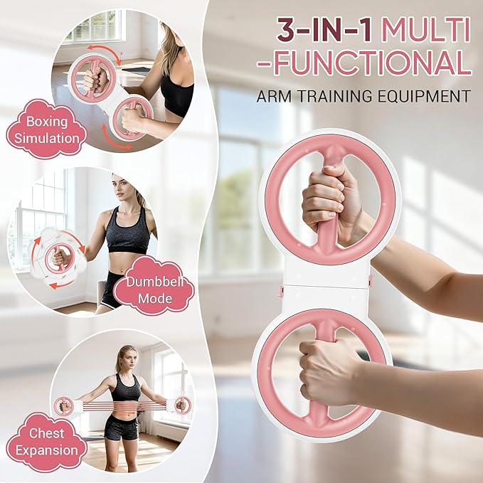 ADISTAR 3-IN-1 Multifunctional Rotator Burn Machine - 360° Spinning Arm Workout, Dumbbell & Adjustable Chest Expander, Forearm Exercise Equipment, Portable Home Gym with Resistance Band & Weight Stack