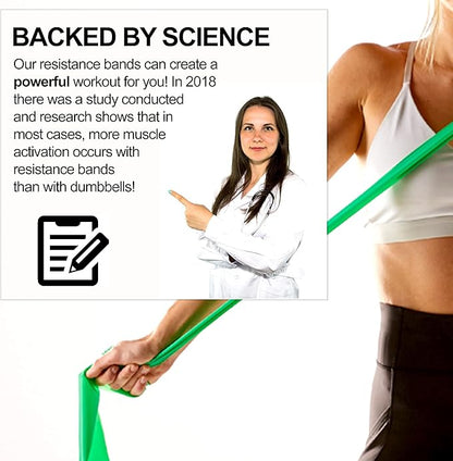 Resistance Band for Working Out | Super Exercise Bands 8,16,24 Yard Bulk Rolls |10 Strengths in Light Medium and Heavy Resistance Bands | Latex Free Workout Bands Including App and e-Book