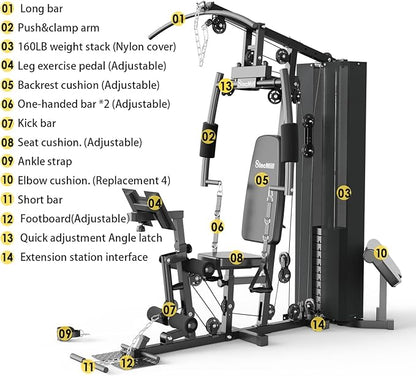 SincMill Home Gym Multifunctional Full Body Workout Equipment for Home Exercise Fitness