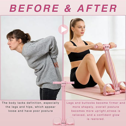 Pedal Resistance Band with Handles, 6-Tube Elastic Yoga Pedal Puller Resistance Bands, Natural Rubber Foot Pedal Resistance Bands, for Abdomen/Waist/Arm/Leg Stretching Slimming Training