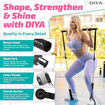 Pilates Bar Kit with Resistance Bands 140 lbs – Adjustable Portable Home Gym Workout Equipment for Women & Men – Full Body Fitness Bar for Legs, Glutes, Arms, Core & Back