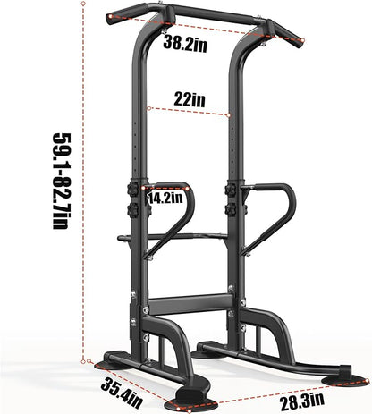 SogesHome Power Tower 11 Height Adjustable Pull Up Bar and Dip Station Multi-Function Strength Training Fitness Equipment for Home Office Gym