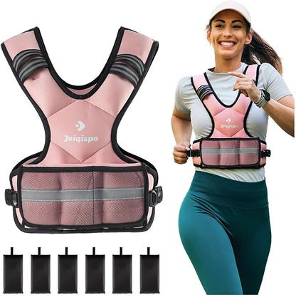 Adjustable Weighted Vest for Men and Women 4-10lb/11-20lb/20-32lb Vest with 6 Ironsand Weights, Adjustable Body Weight Vest Exercise Set for Strength Training,Cardio,Running, Walking