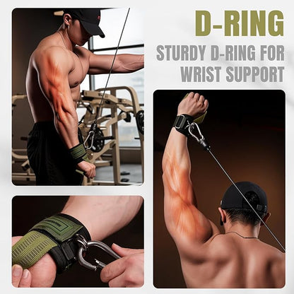 MANUEKLEAR Non-Slip Wrist Straps for Weightlifting Deadlifting, Gym Lifting Straps with D Rings for Cable Machine Workout, 10mm Neoprene Padded Weight lifting Wrist Wraps for Men Women