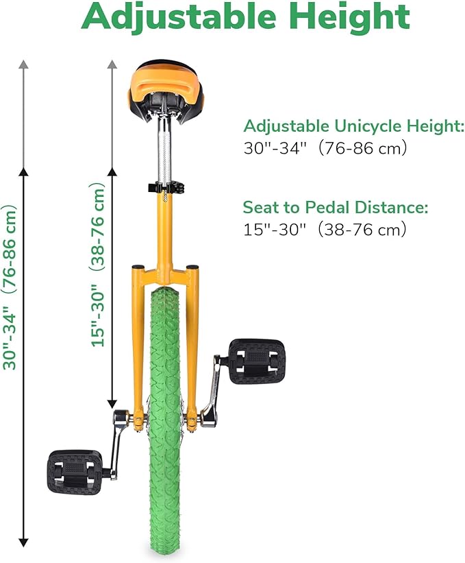 AW 16/18/20/24 Inch Wheel Outdoor Unicycle Adjustable Seat Exercise Bicycle Fit Adults Kids Outdoor Sports Fitness Exercise, for Choice