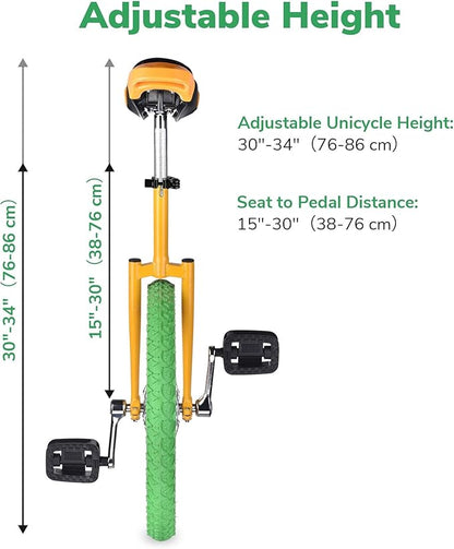 AW 16/18/20/24 Inch Wheel Outdoor Unicycle Adjustable Seat Exercise Bicycle Fit Adults Kids Outdoor Sports Fitness Exercise, for Choice