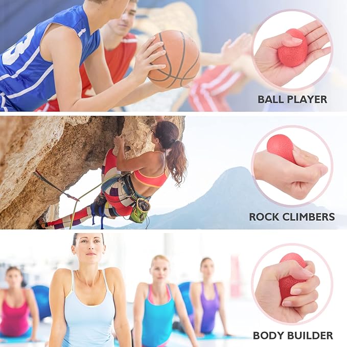 Peradix Hand Grip Strength Trainer, Stress Relief Ball, Wrist Rehab Therapy Hand Grip Equipment Ball Squishy Tools - Set of 3 Finger Resistance Exercise Squeezer