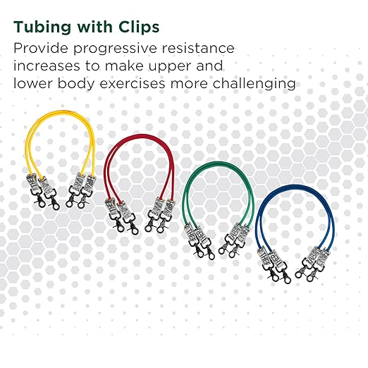 THERABAND Resistance Tubing with Connectors for Wall, Rehab & Wellness Station, Heavy Level 4, Set of 2, 12-Inch Green Tubing for Physical Therapy, Exercise, Rehab, Clinics & Pilates, Latex Tubes