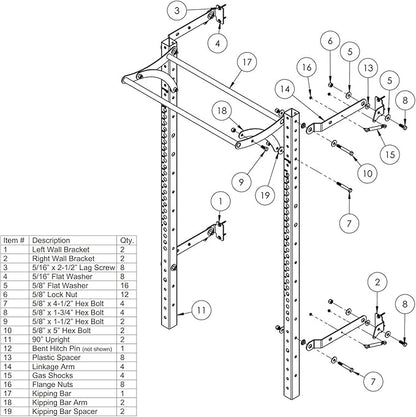 PRx Performance Profile® PRO Squat Rack 3x3 with Kipping or Multi-Grip Pull Up Bar, 89" or 95" Uprights As Seen On Shark Tank Wall Mounted Home Garage Gym Exercise System