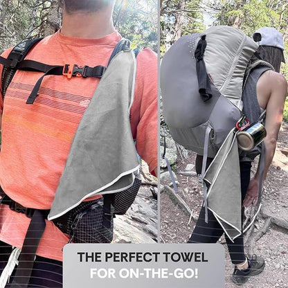 Backpacking Ultralight Quick Dry Microfiber Soft Fast Drying Hand and Face Towel Wash Cloth Camping Yoga Hiking Active Lifestyle Small (Gray, Small)