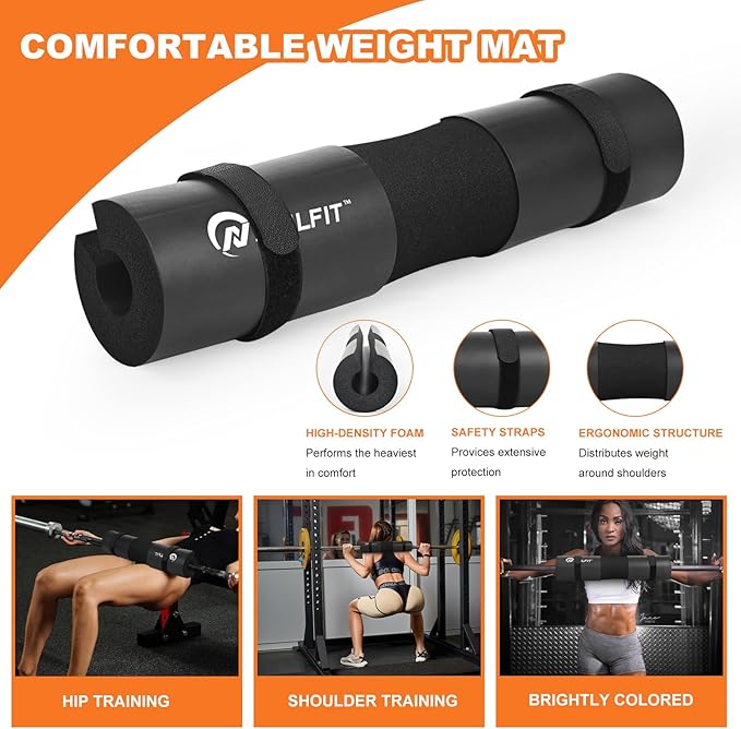Barbell Pad Squat Pad for Squats—Squat Bar Pad—Great for Weightlifting,Lunges and Hip Thrusts—Foam Sponge Pad—Fit Standard and Olympic Bars Perfectly