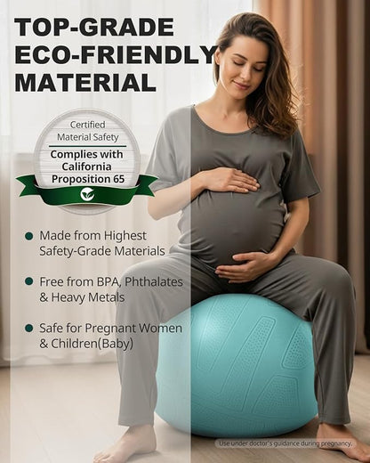 Trideer Pregnancy Birthing Ball, 1.7mm Extra Thick Yoga Ball for Maternity, Labor, Physio, Recovery, Illustrated Exercise Guide & Baby Memory Book Included, 1000LB Anti-Burst & Non-Slip Stability Ball