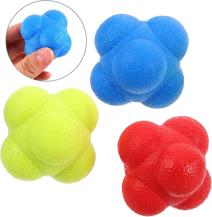 Kisangel 3pcs Hexagonal Reaction Balls Reflex Training for Sports Fitness Agility Exercises