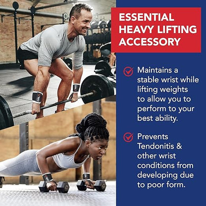 Dr. Arthritis Weight Lifting Wrist Wraps with Thumb Loop, Heavy-Duty Wrist Straps for Weightlifting, Hybrid Training, Olympic Lifts & Calisthenics, Non-Slip Gym Wraps for Men & Women (Black&White)