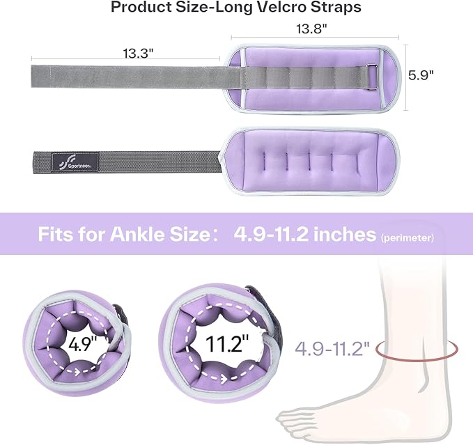 Sportneer Ankle Weights Wrist Weights Pair of 1/2/4/6/10 LBS for Men Women Kids Strength Training Wrist and Ankle Weights Set with Reflective Strips for Dancing Running Walking Fitness Workout Gym