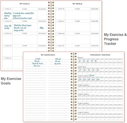 Fitness Journal for Women & Men,A5 Workout Journal/Planner Daily Exercise Log Book to Weight Loss, Gym, Muscle Gain, Bodybuilding Progress, 5.8"x8.3", Pink