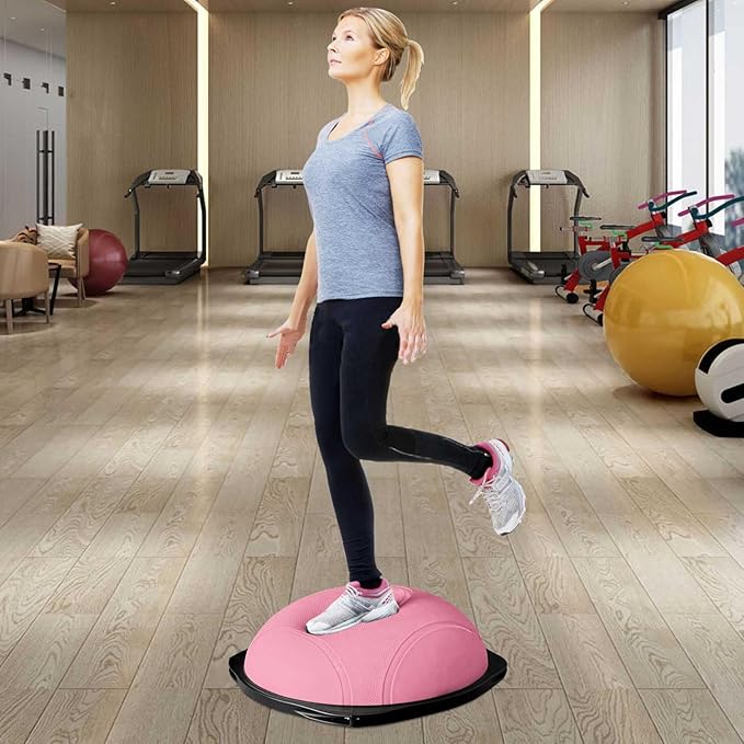 workout equipment for home，boso balancing ball，half ball balance trainer，core training equipment， 27.5 inch Yoga Exercise Ball for Home Gym Core Training Anti-Skid Surface (Pink Pill-27.5)