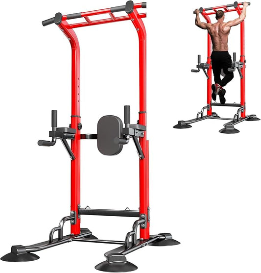 SogesPower Pull Up Bar Station Power Tower,12-Level Adjustable Multi-Function Pull Up Dip Station for Home Gym, Pull Up Bar Stand Dip Bar Strength Training Fitness Equipment
