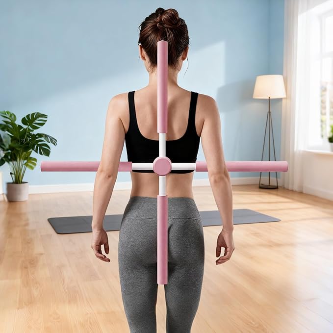 Yoga Stick - 355g Ergonomic Exercise Pole, Spine Support Stretcher, Balance Corrector Rod | Portable Neck Shoulder posturr Fix Tool for Gym Office Home Travel Pilates Training Daily Sitting Aid