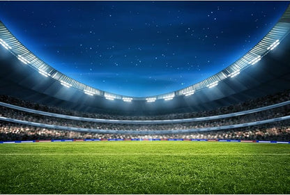 Soccer Stadium Field Backdrop Modern Football Stadium with Fans Green Grass Field Photography Background Sports Club Fitness Match Backdrops Decorations Boys Portrait Wallpaper Props 20x10ft