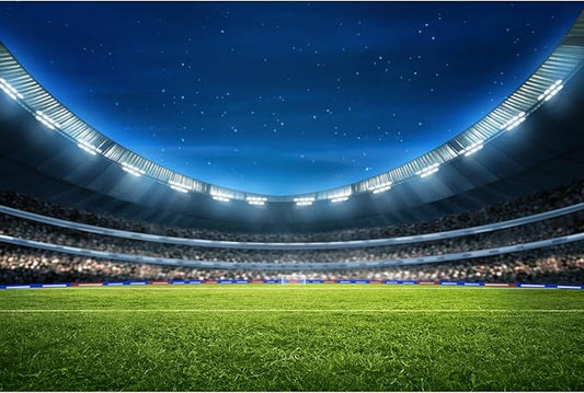 Soccer Stadium Field Backdrop Modern Football Stadium with Fans Green Grass Field Photography Background Sports Club Fitness Match Backdrops Decorations Boys Portrait Wallpaper Props 20x10ft