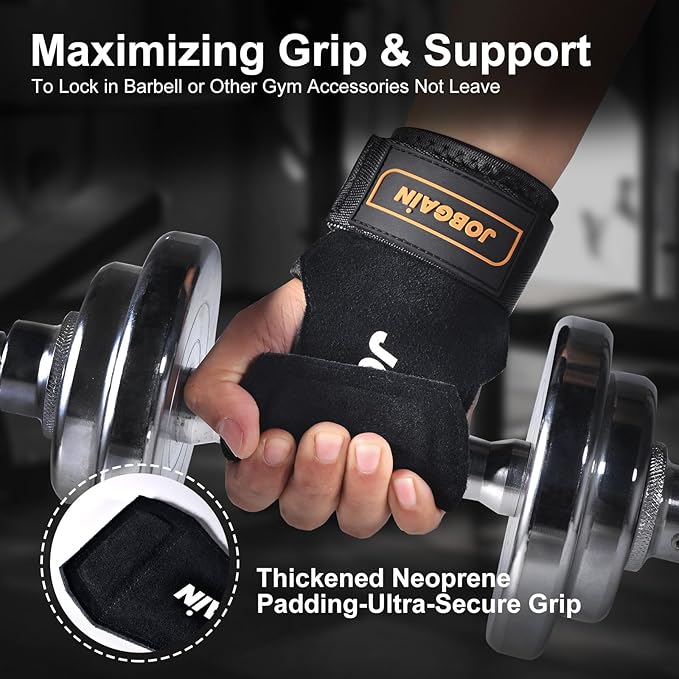 Weight Lifting Wrist Strap, Double Layer Leather Wrist Strap for Deadlift and Powerlifting, Adjustable Neoprene Padded Wrist Wraps, for Men & Women, 1 Pair