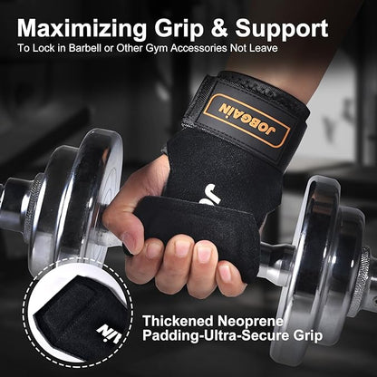 Weight Lifting Wrist Strap, Double Layer Leather Wrist Strap for Deadlift and Powerlifting, Adjustable Neoprene Padded Wrist Wraps, for Men & Women, 1 Pair