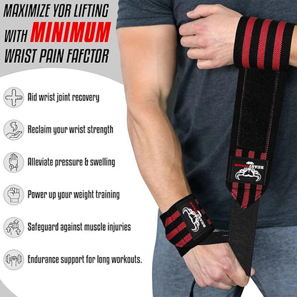 BEAST RAGE Wrist Wraps for Weightlifting - Adjustable Lifting Straps With Thumb Loop for Enhanced Gym Support, Powerlifting, Bodybuilding and Workout
